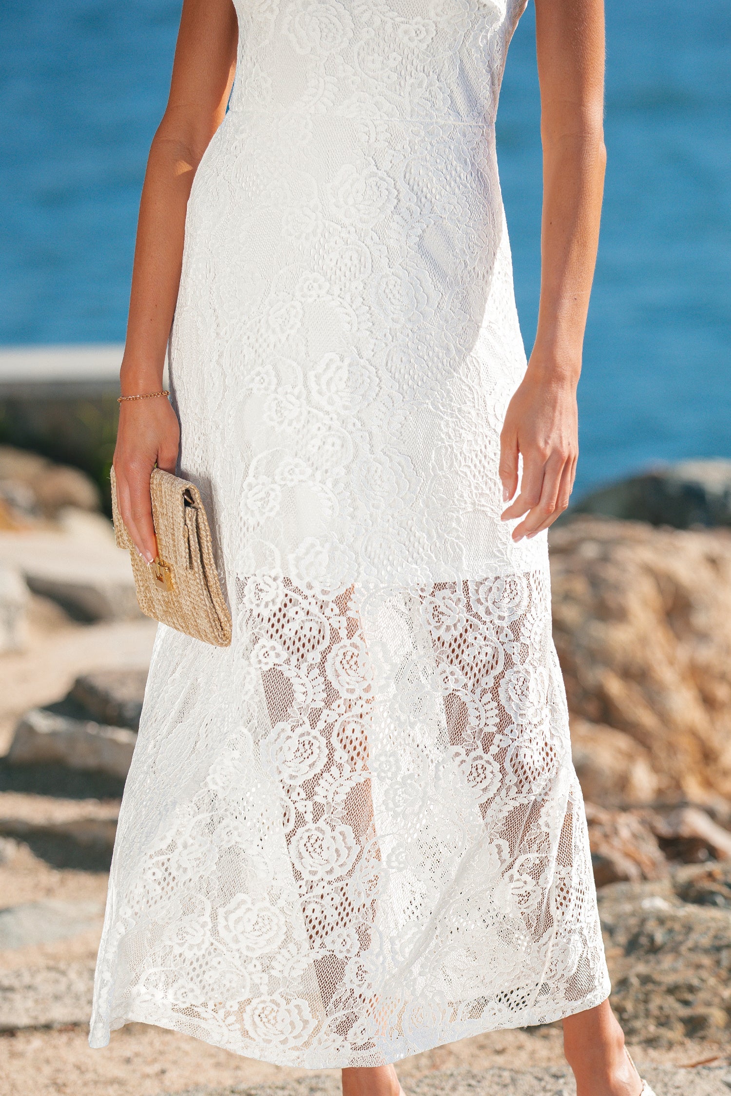 Maxine Lace Overlay Long Dress