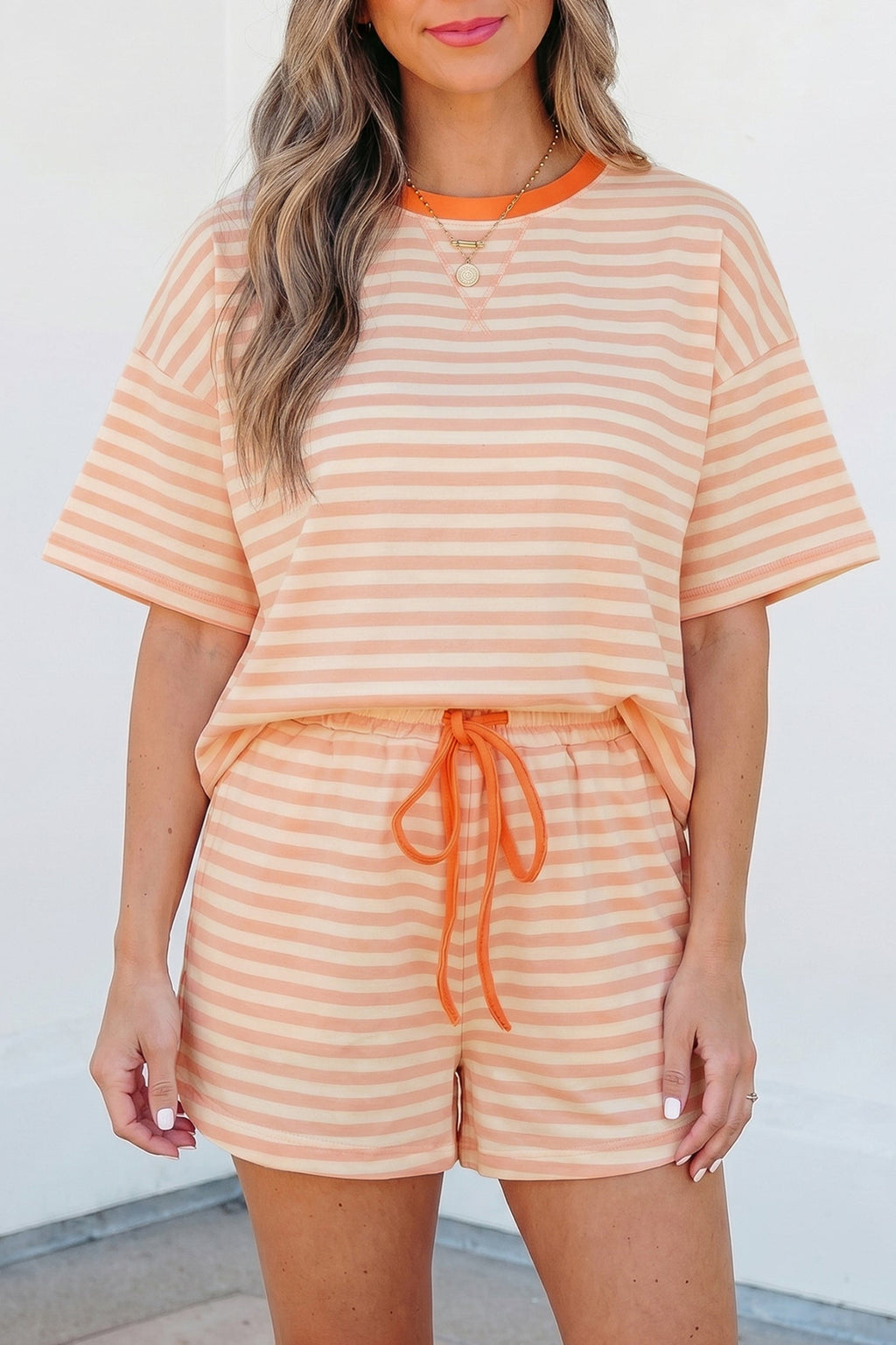 Adelina Stripe Contrast Loose Tee Set