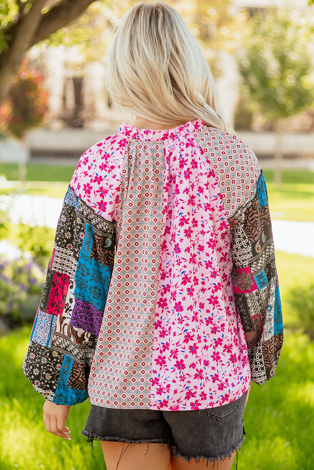 Solirina Shoulder Bubble Sleeve Blouse