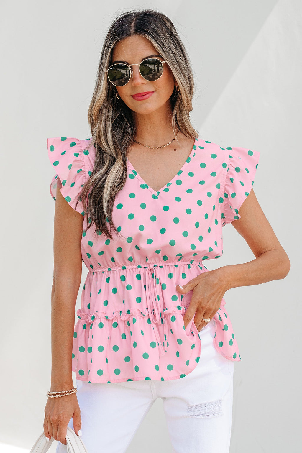Elowyn Drawstring Tiered Babydoll Blouse