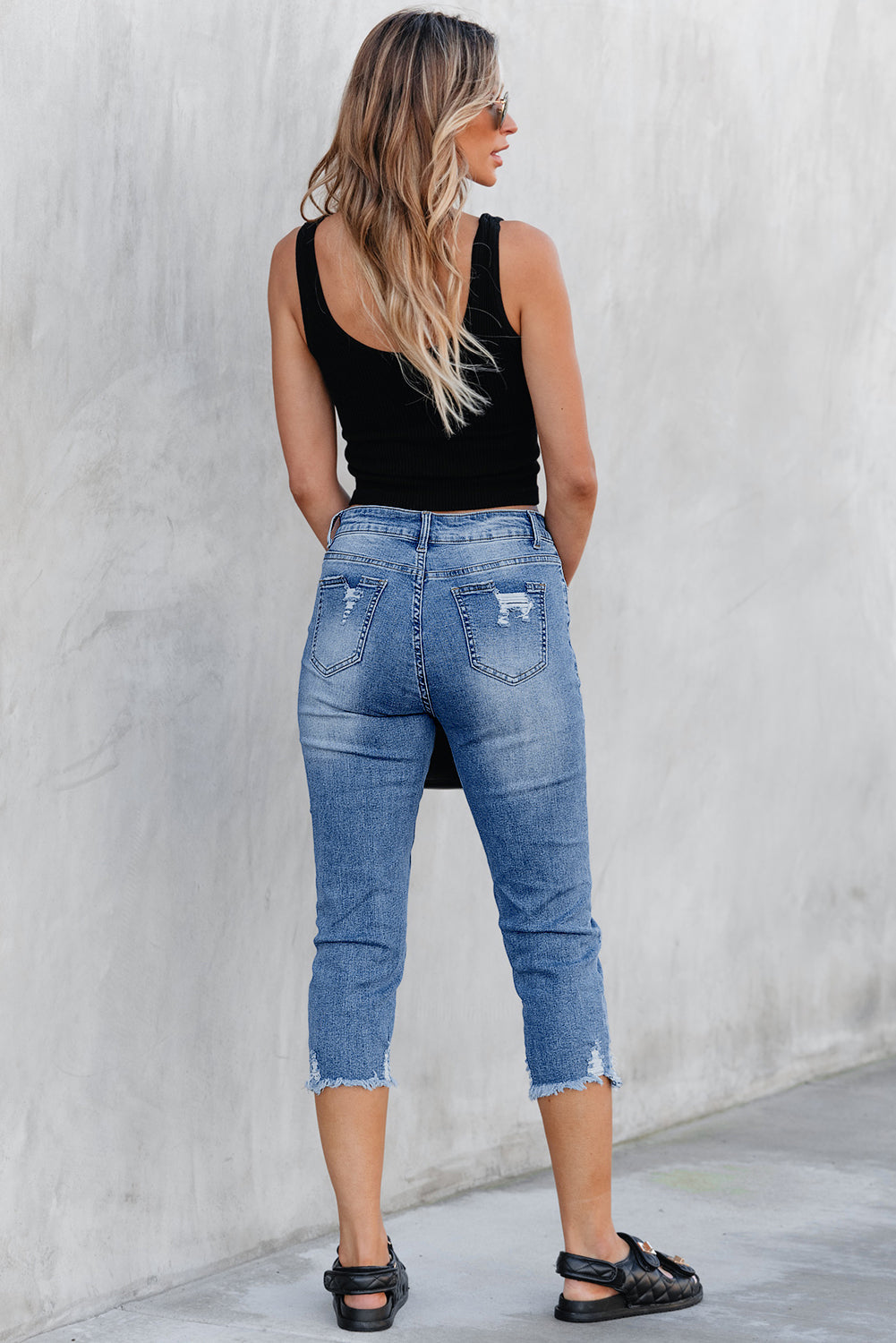 Georgia Skinny Distressed Capri Jeans