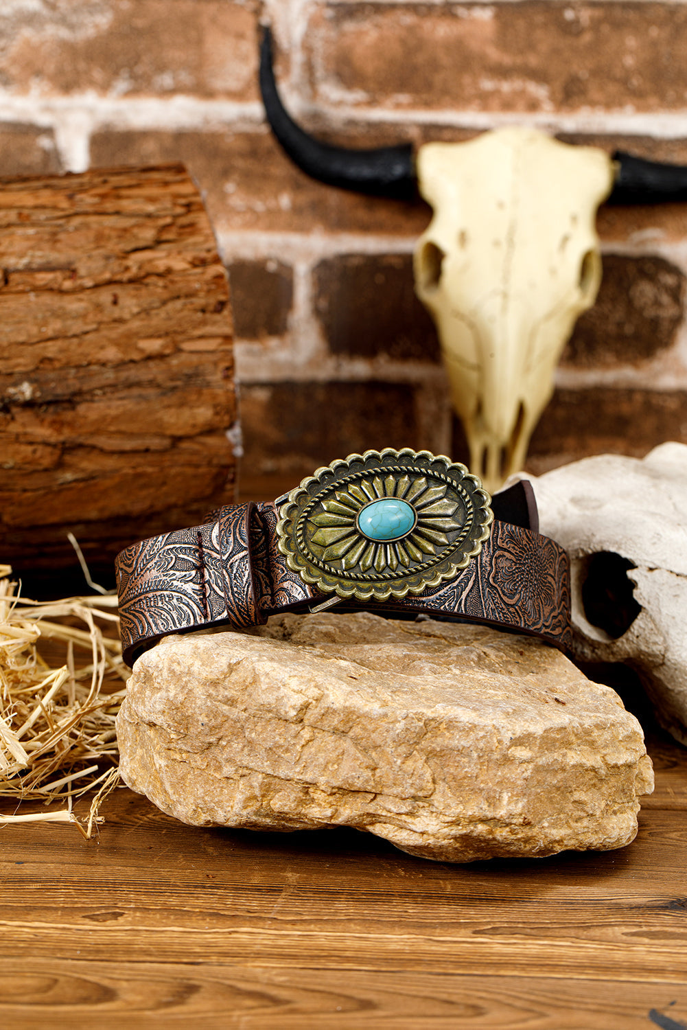 Royalty Embossed Faux Leather Belt