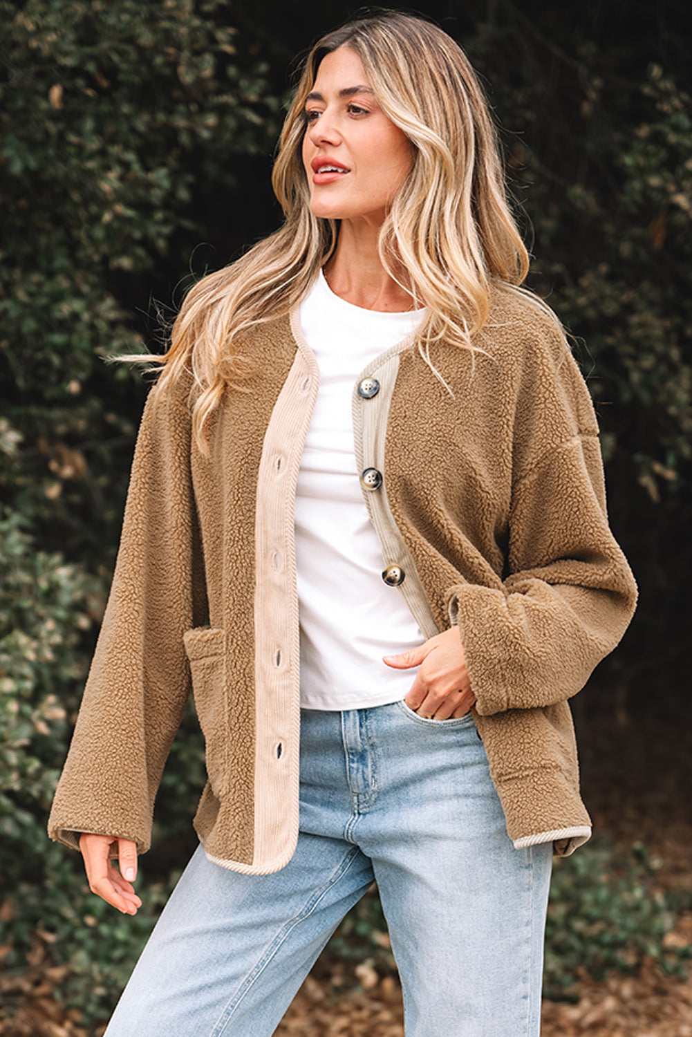 Lilisha Corduroy Edge Patchwork Jacket