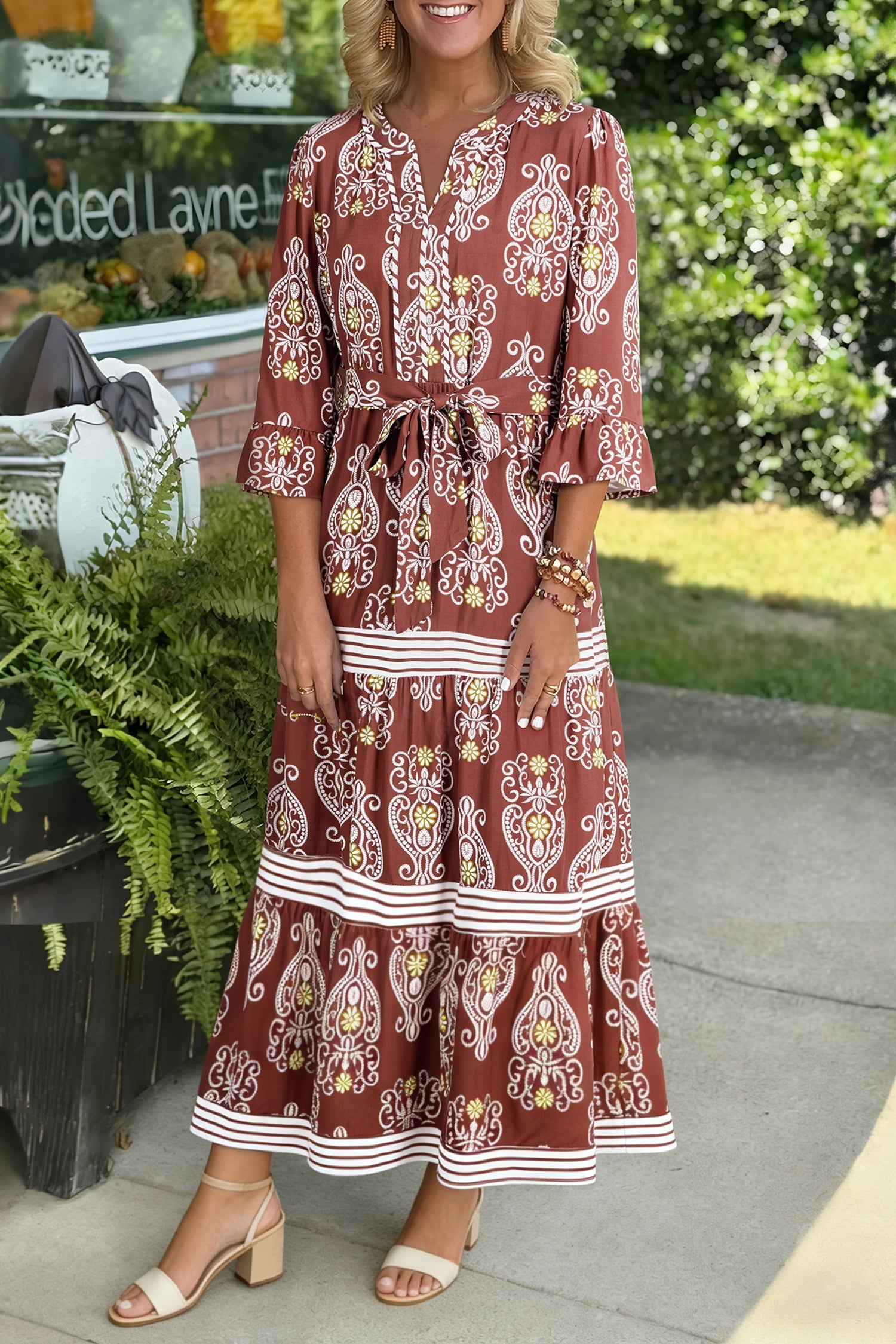 Katie Trim Tiered Maxi Dress