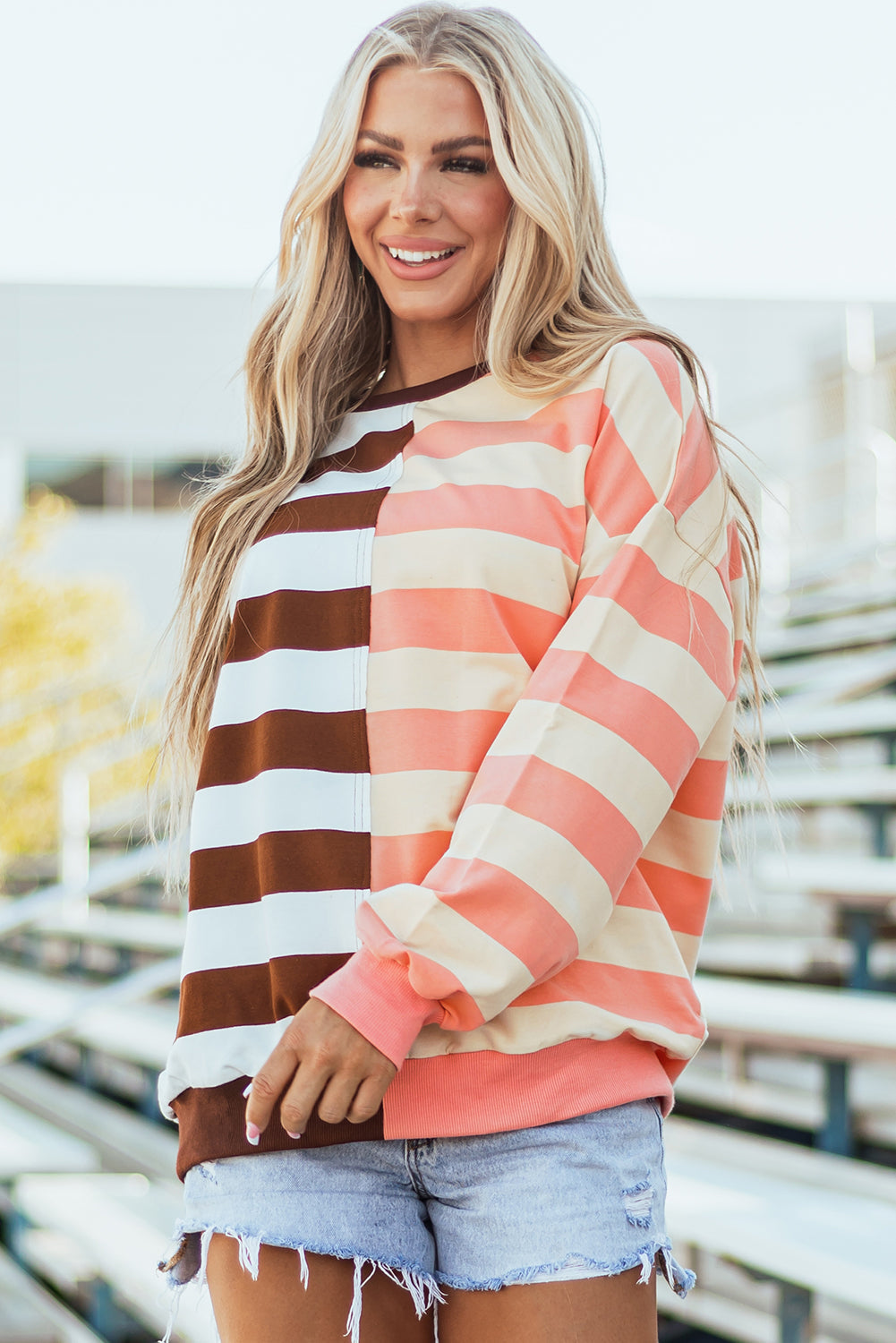 Yasena Block Drop Shoulder Pullover