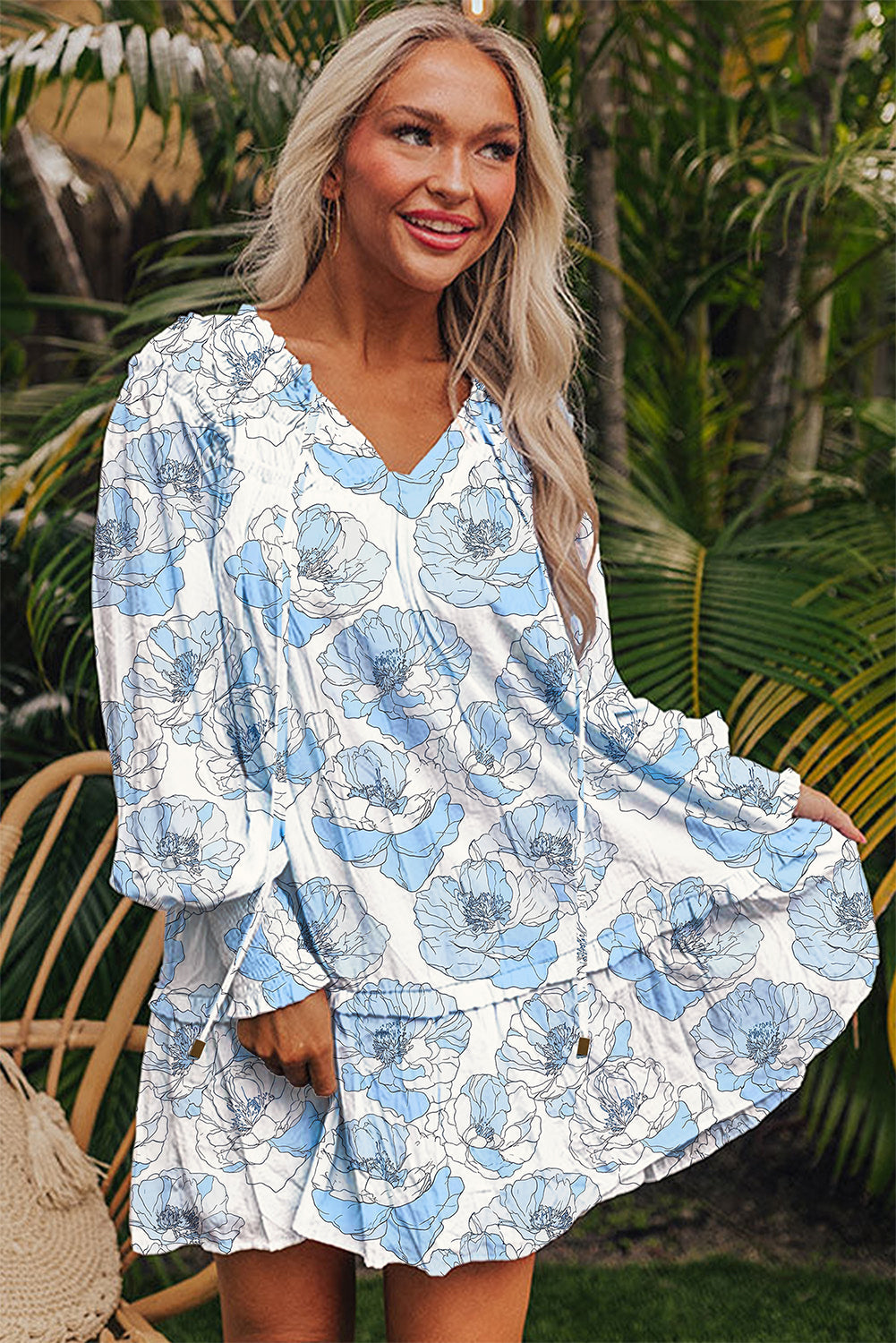 Juliana Sleeve Flowy Mini Dress