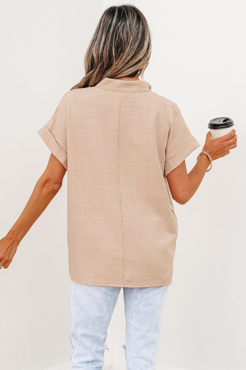 Jessica Rolled Short Sleeve Blouse