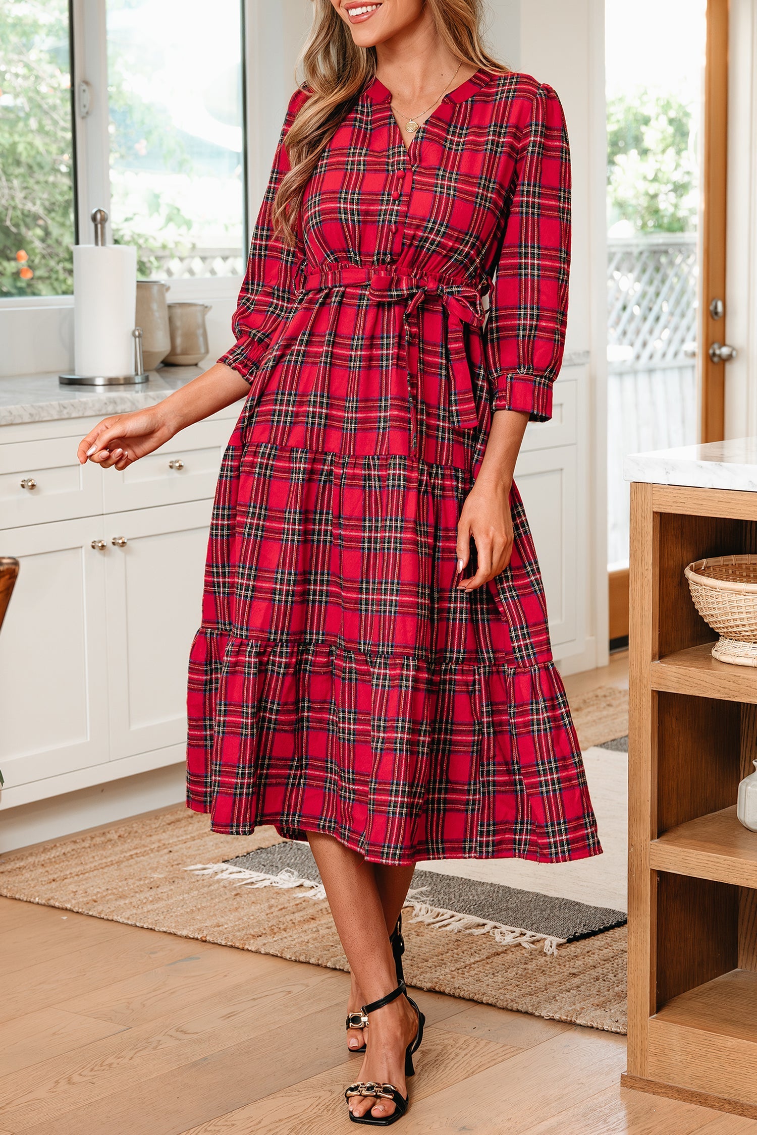 Della Ruffle Hem Long Dress