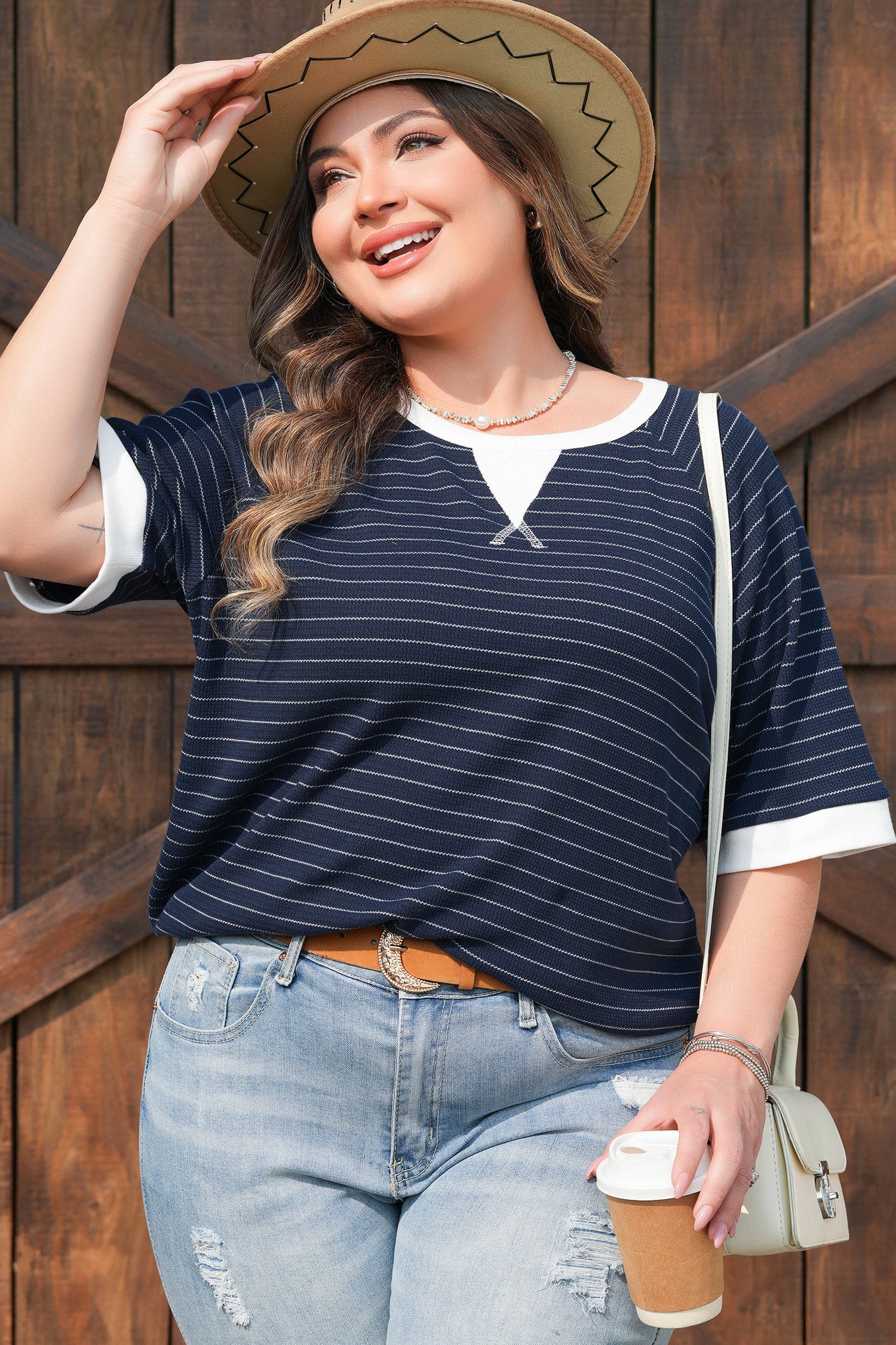 Melany Trim Ribbed T PLUS Shirt
