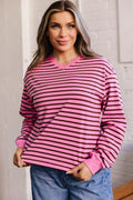 Novalee Stripe Drop Shoulder Long Sleeve Top