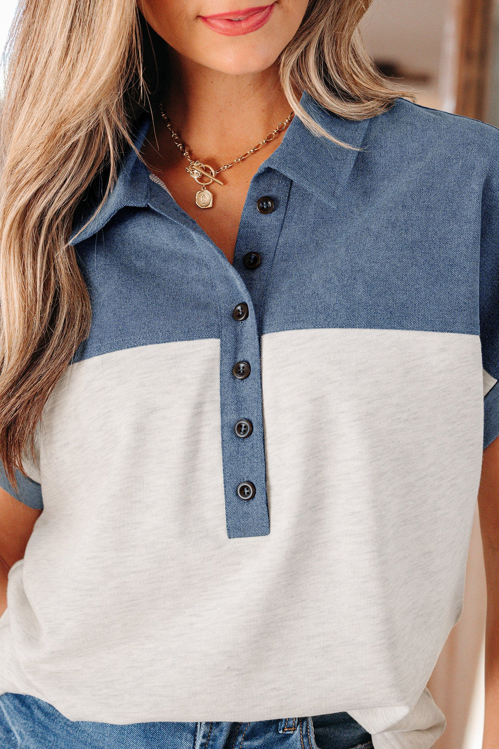 Ivey Collar Short Sleeve Top