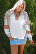 Eleanor Leopard Turn-down Collar Waffle Top