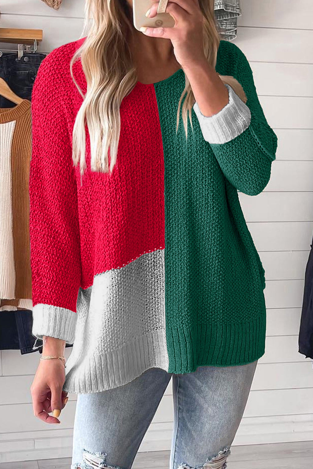Demi Block Knit Loose Sweater