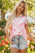 Quincy Floral Patchwork Flutter Sleeve Blouse