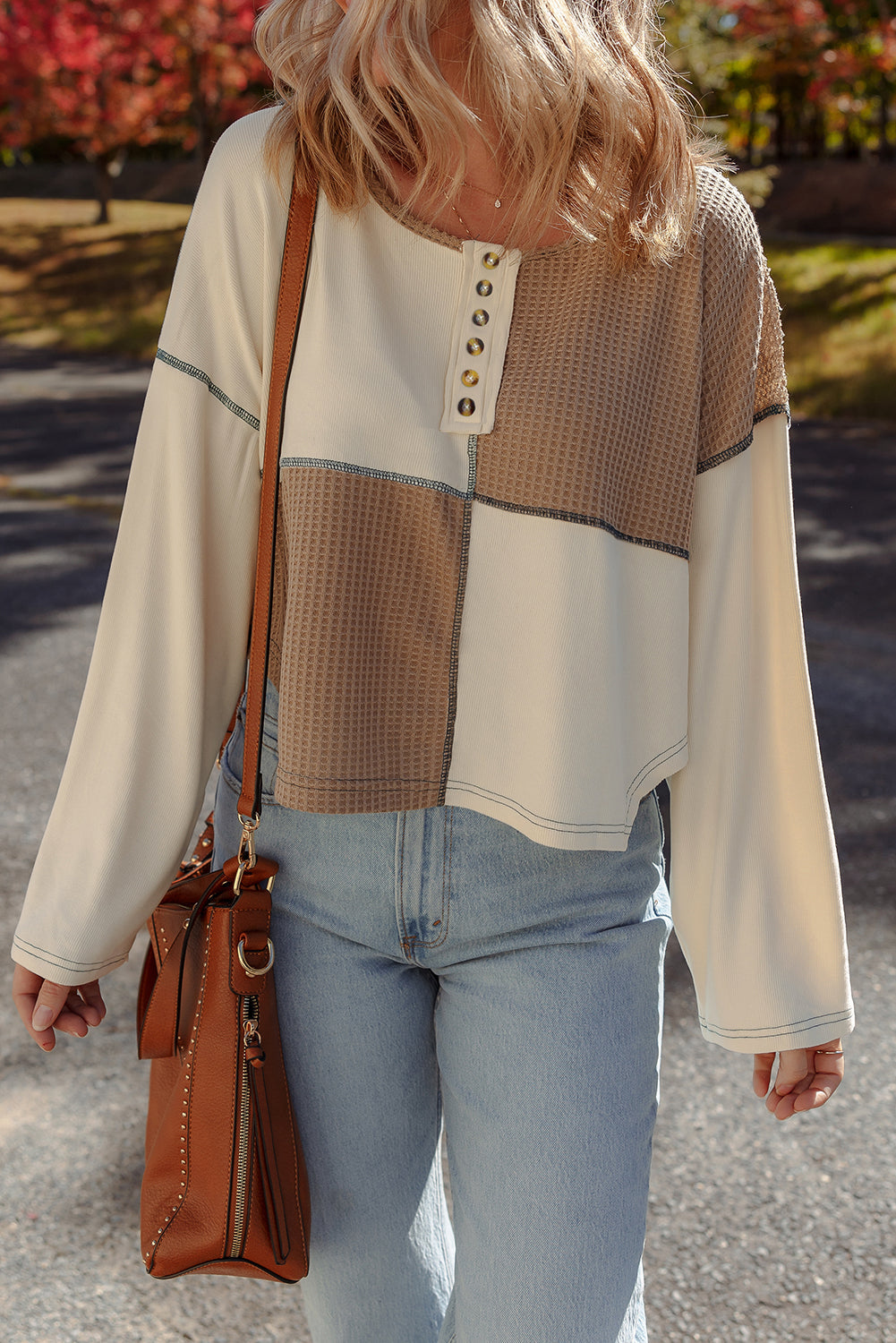 Jaliyah Knit Stitch Detail Long Sleeve Top