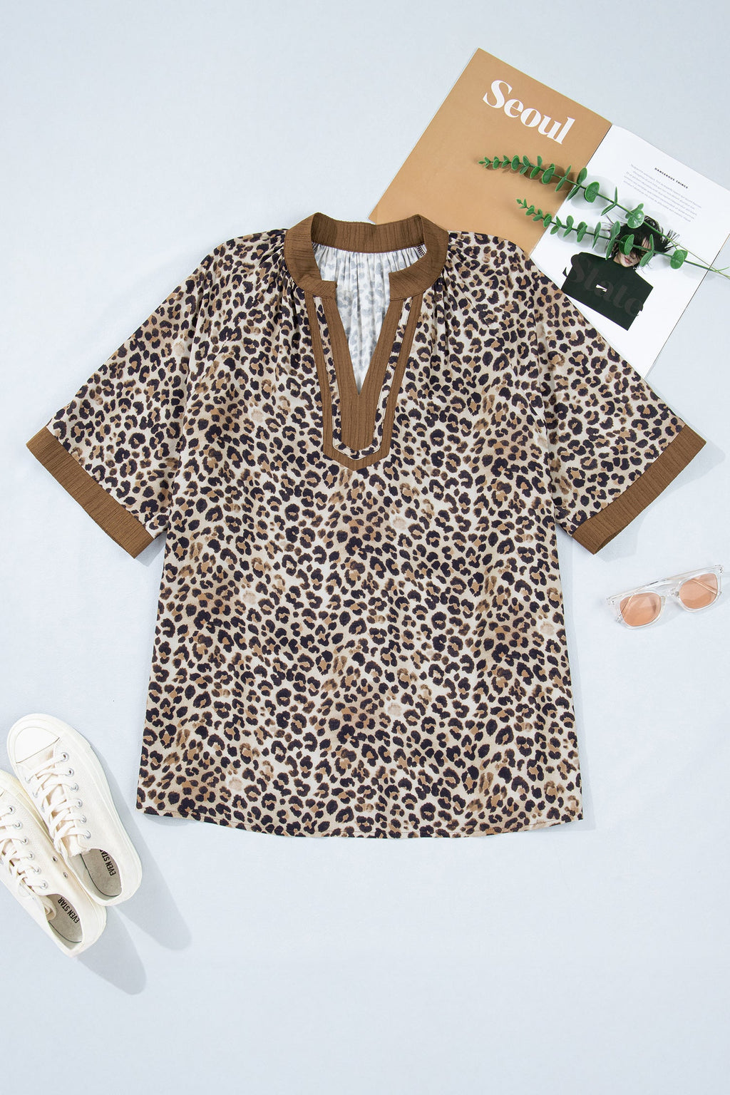 Kahlani Crinkled Colorblock Patchwork PLUS Blouse