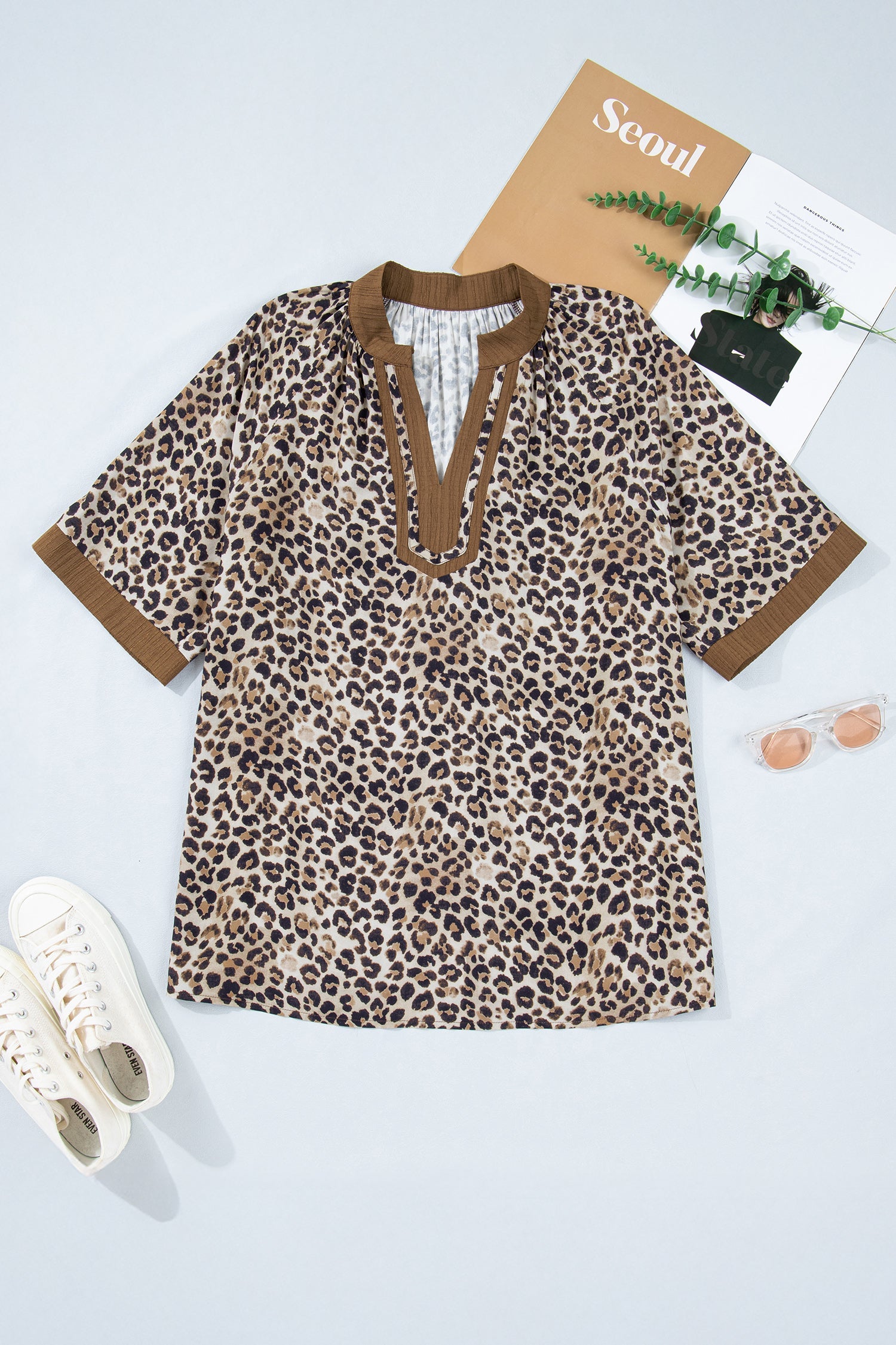 Kahlani Crinkled Colorblock Patchwork PLUS Blouse