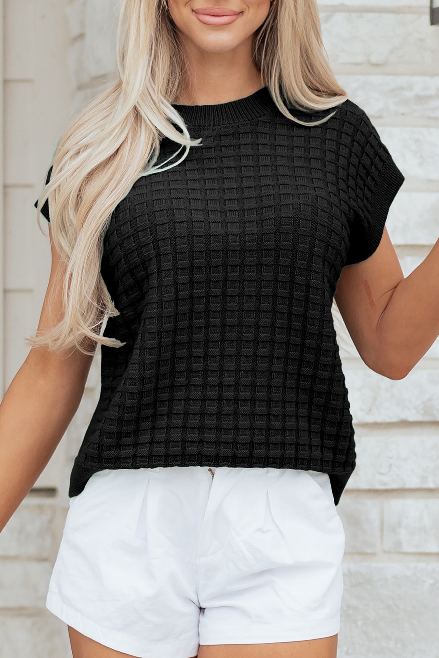 Marina Textured Short Sleeve Sweater