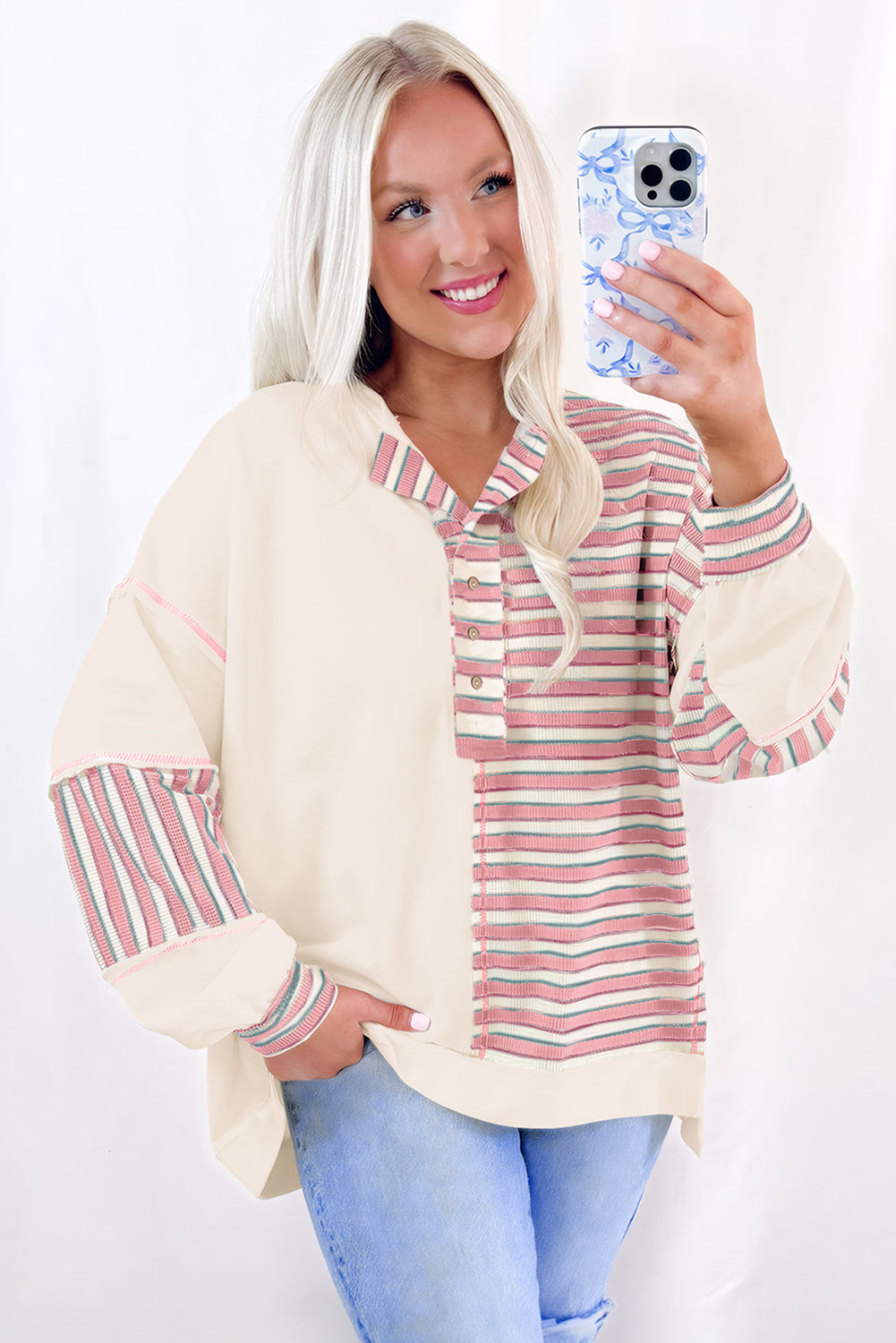 Aadhya Patchwork Oversized Pullover Top