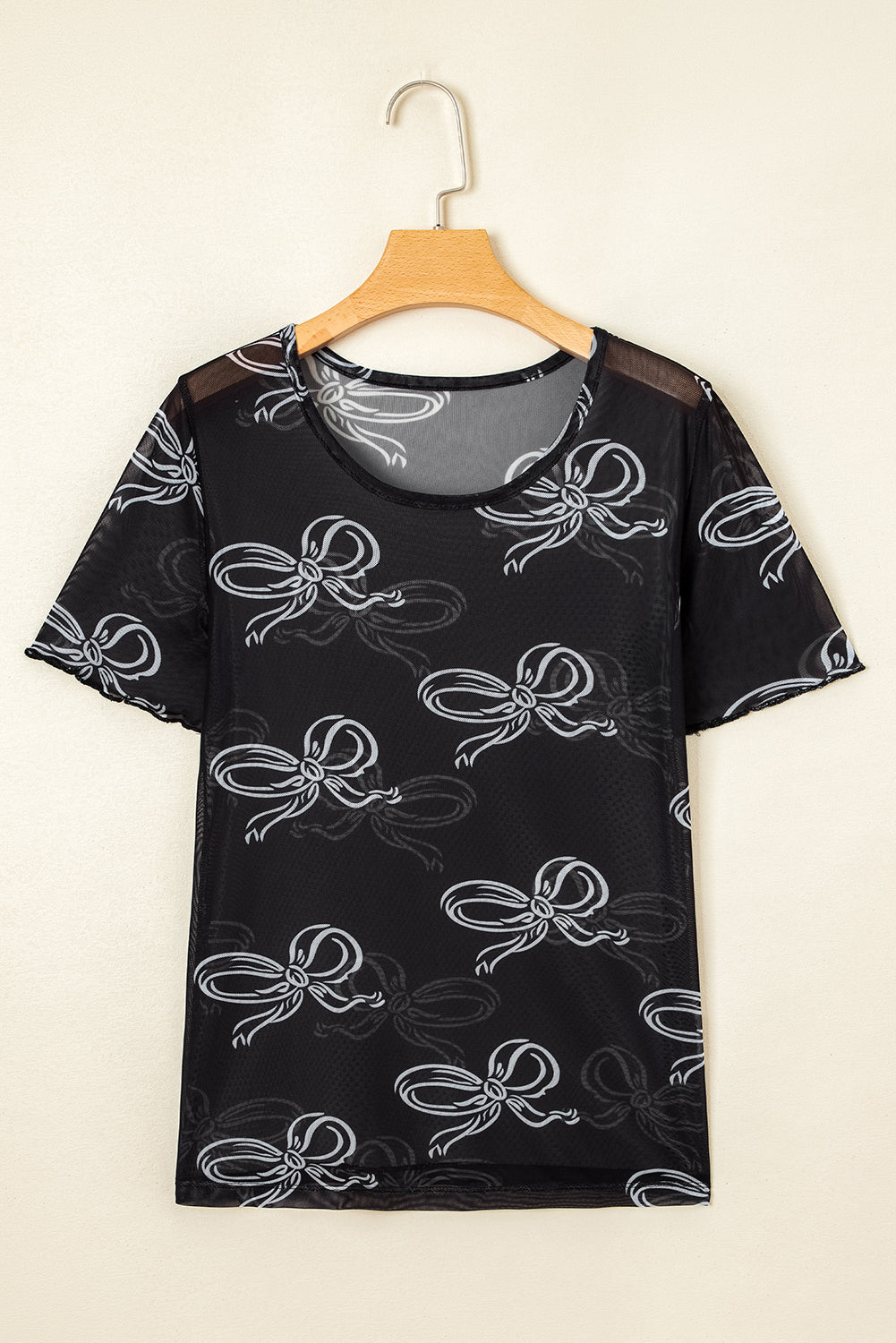 Maddie Bow Mesh Short Sleeve Top