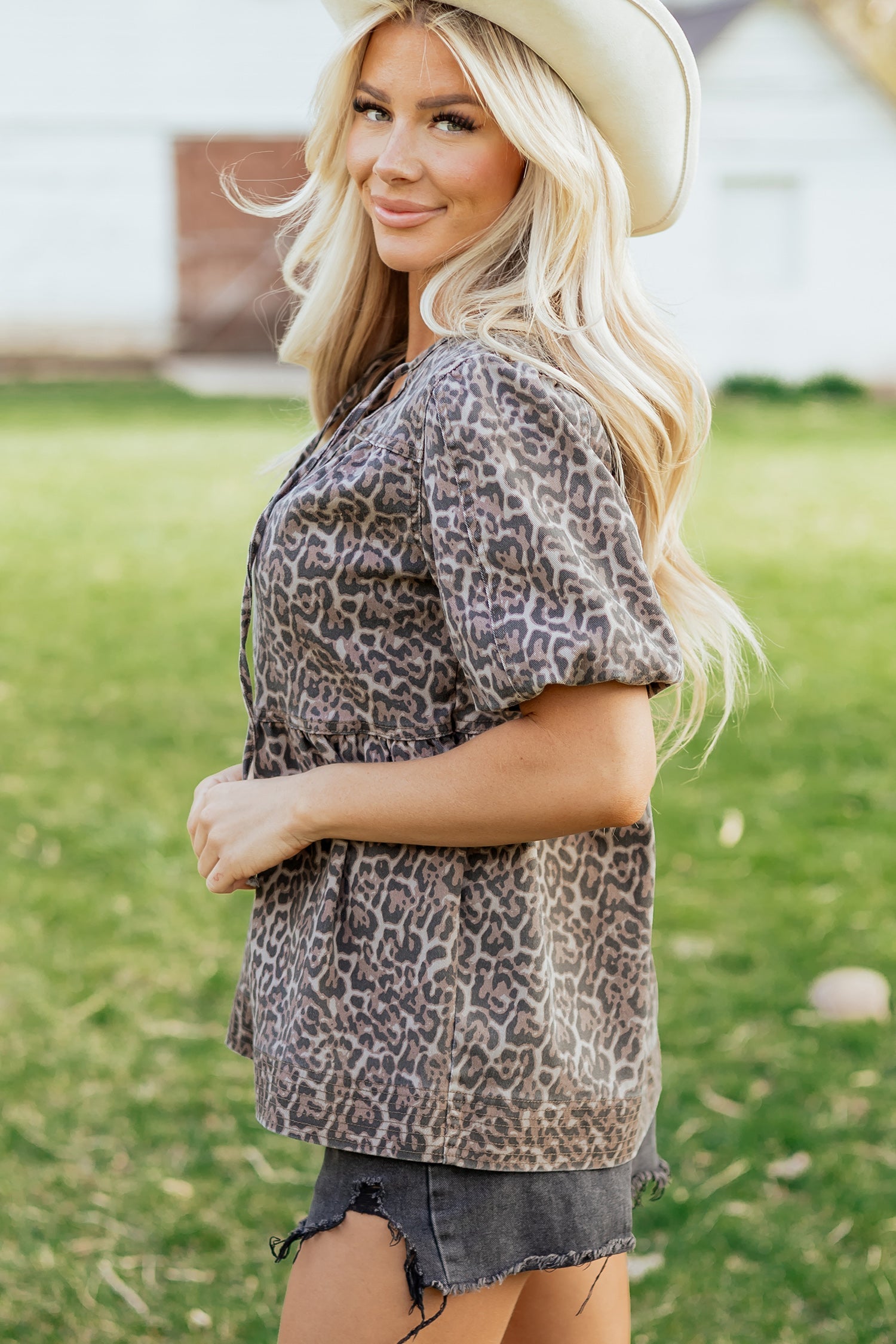 Stephanie Puff Sleeve Babydoll Top