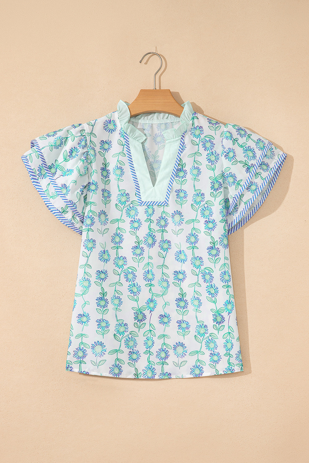 Keilani Patchwork Flutter Sleeve Blouse