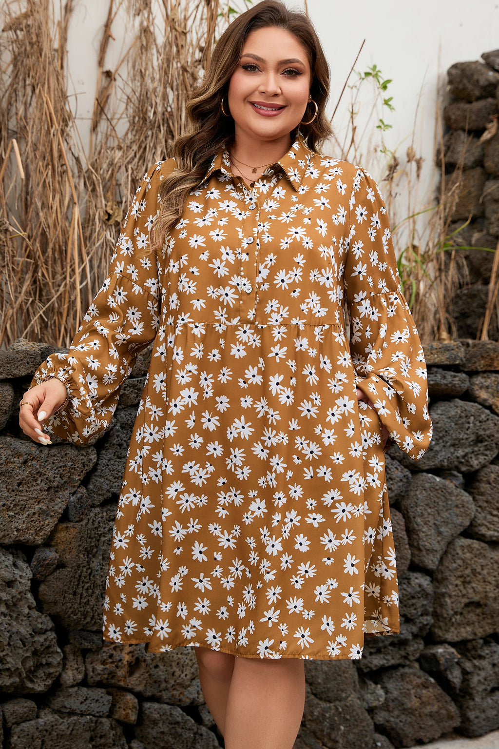 Miley Print Puff Sleeve PLUS Dress