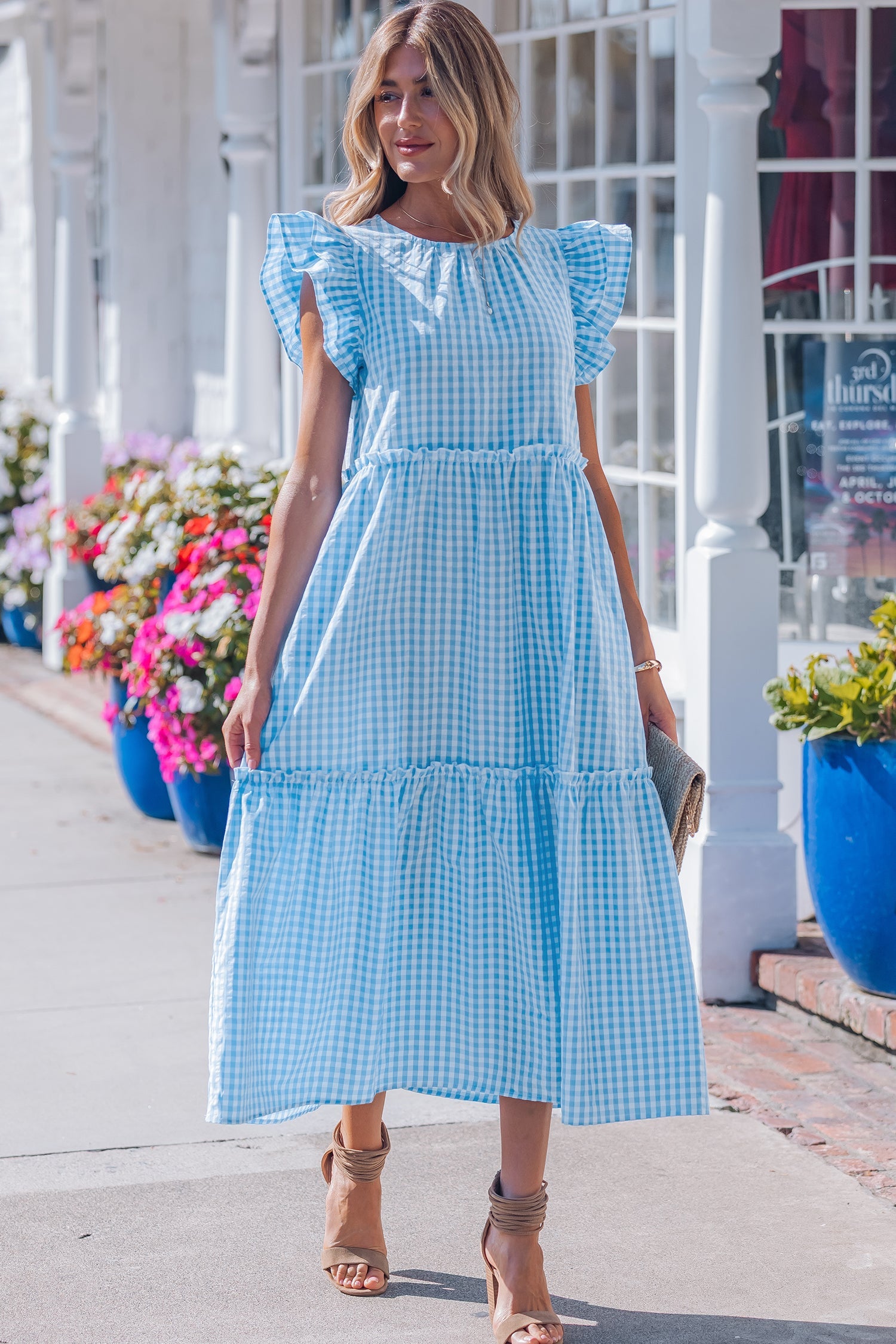 Deborah Sleeve Gingham Maxi Dress