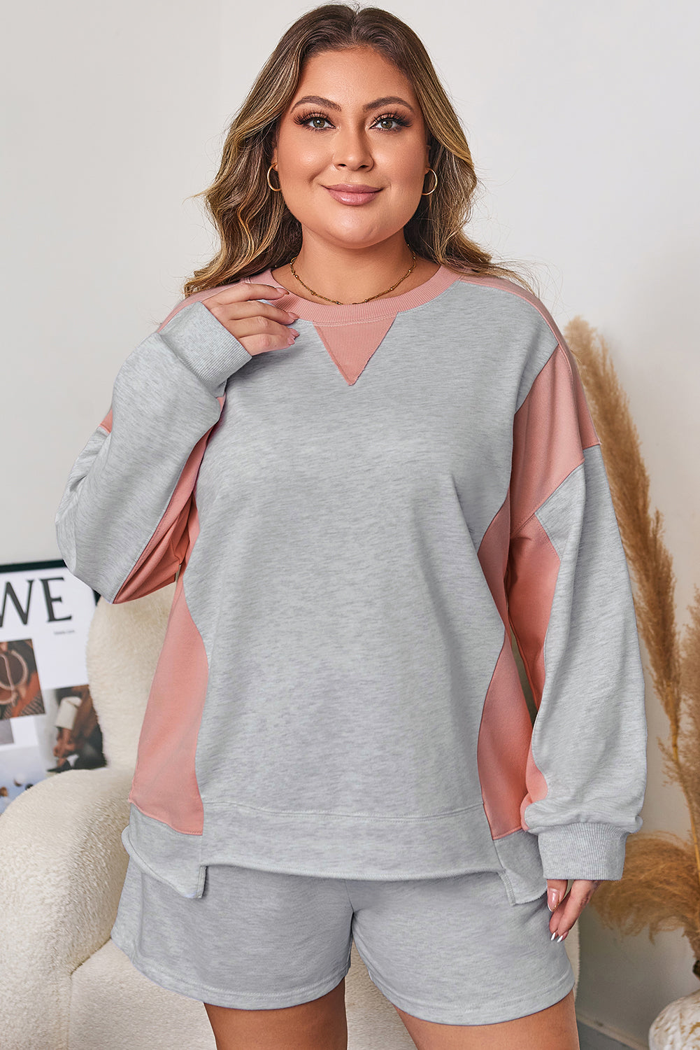 Lilliana Colorblock Pullover Casual PLUS Shorts