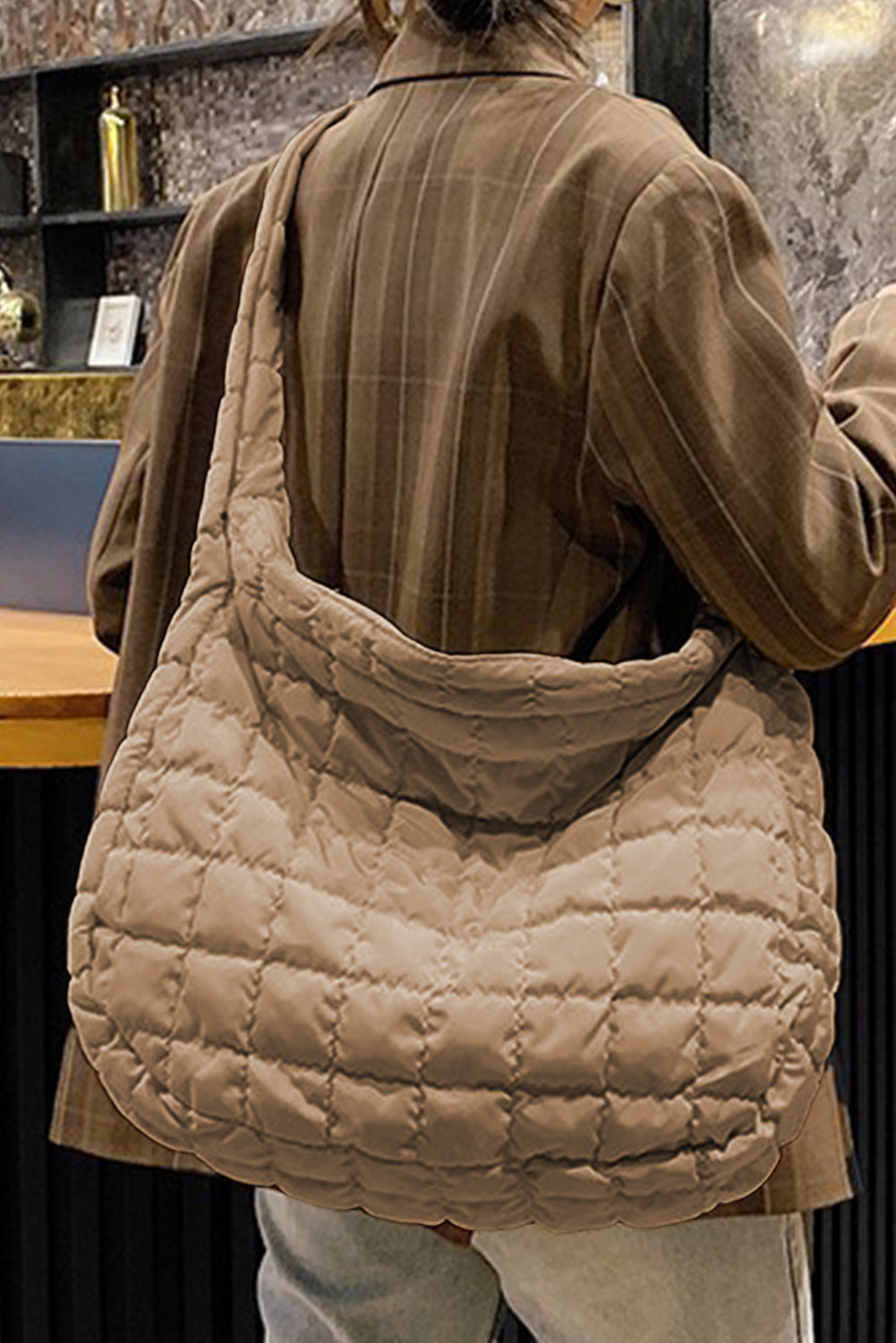 Kylie Quilted Zipper Tote Bag