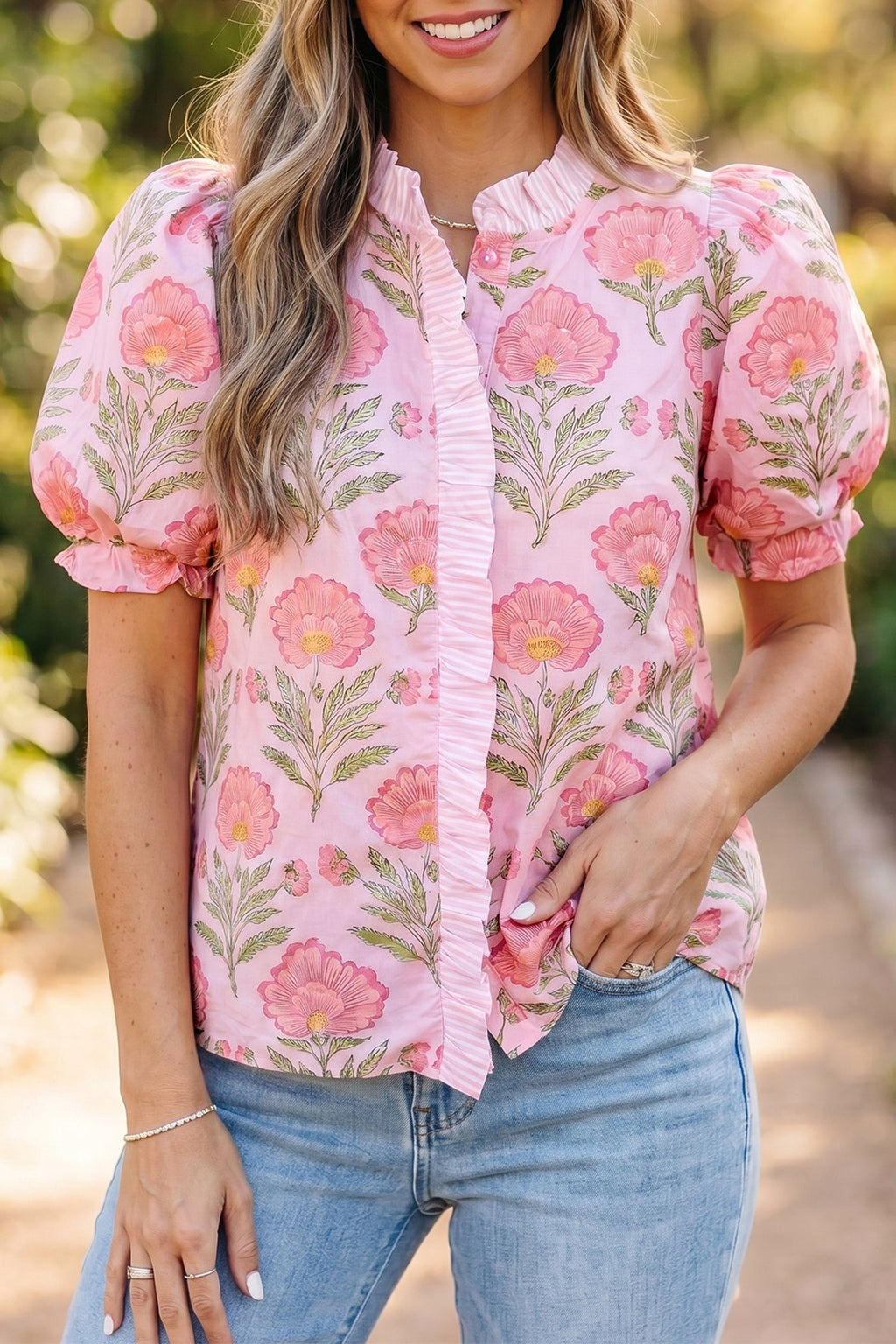 Melanie Trim Puff Sleeve Shirt