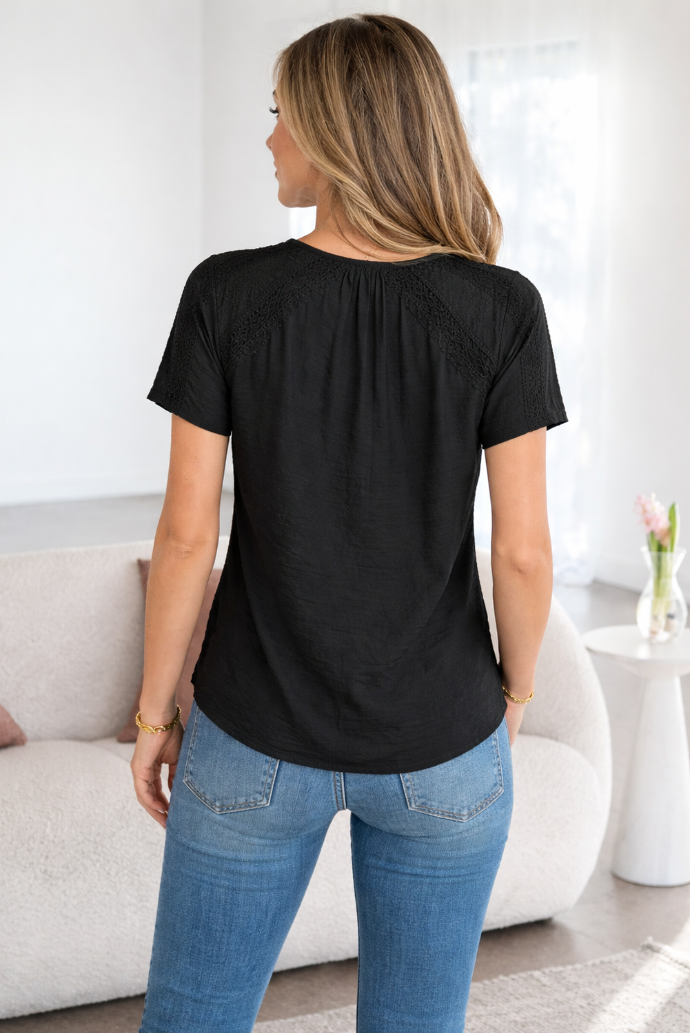 Milan Eyelet Short Sleeves Top