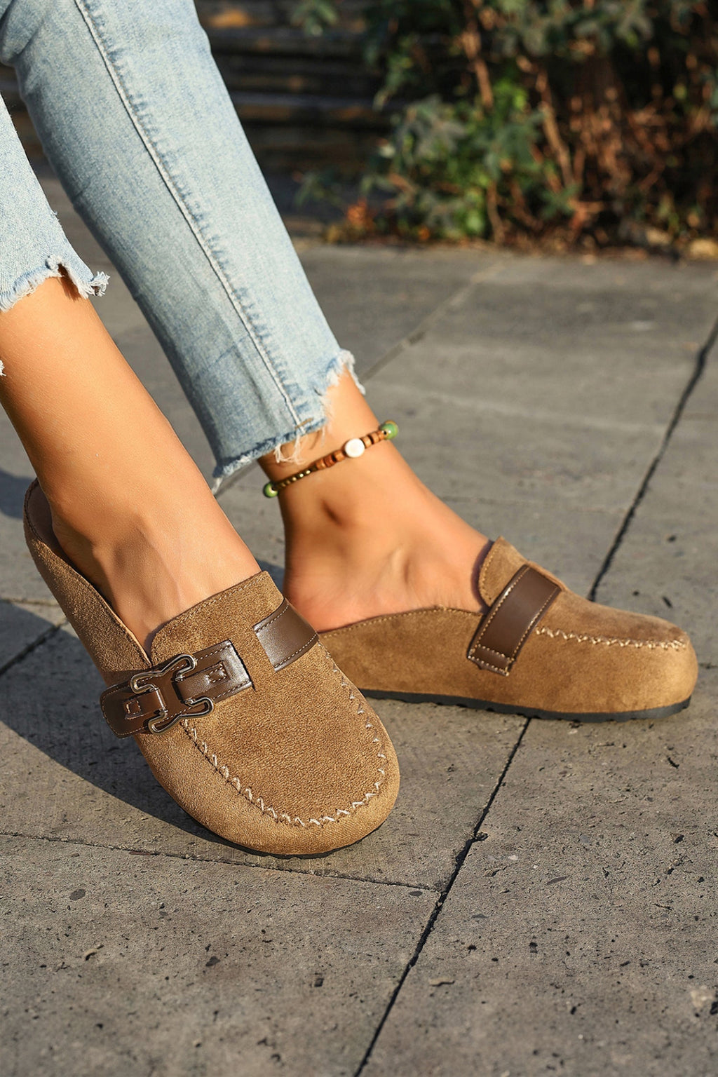 Ayleen Leather Strap Mule Slippers