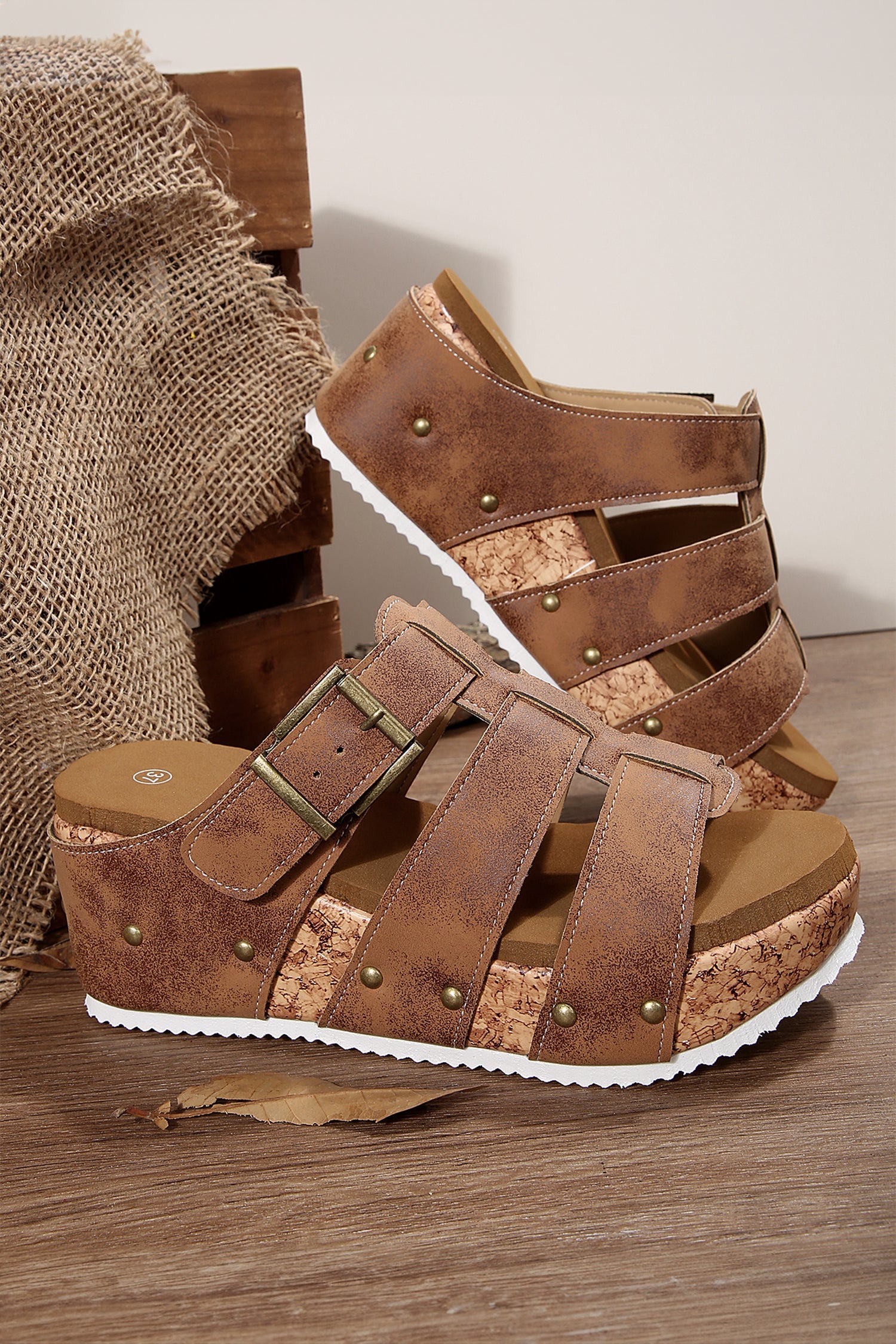 Melody Cork Wedge Platform Slippers