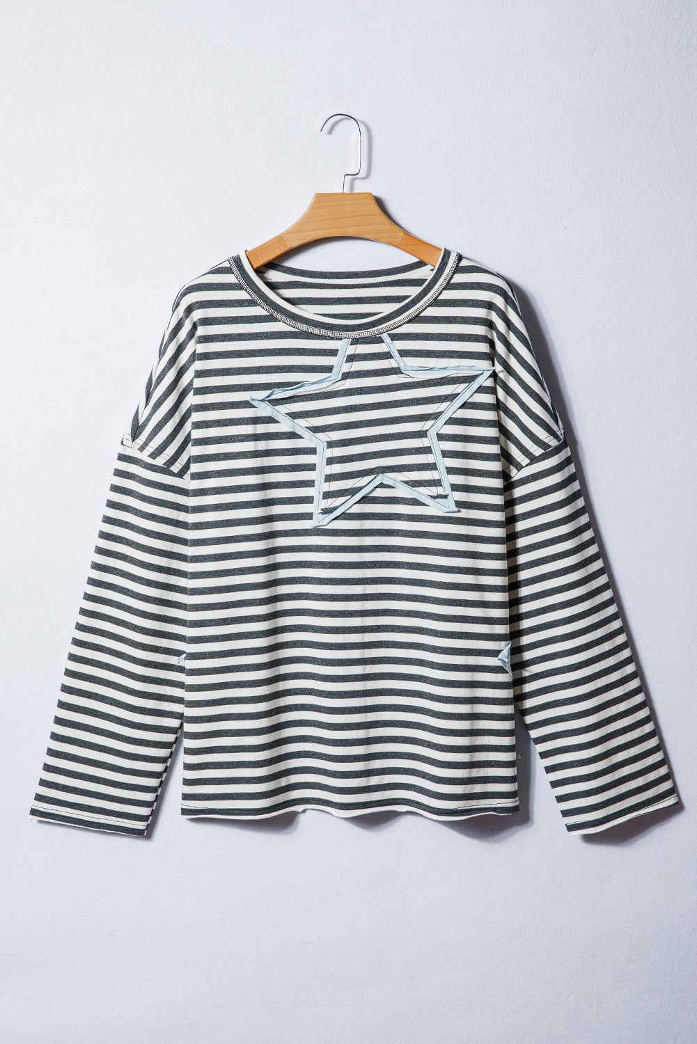 Sevyn Contrast Star Stitched Long Sleeve PLUS Top