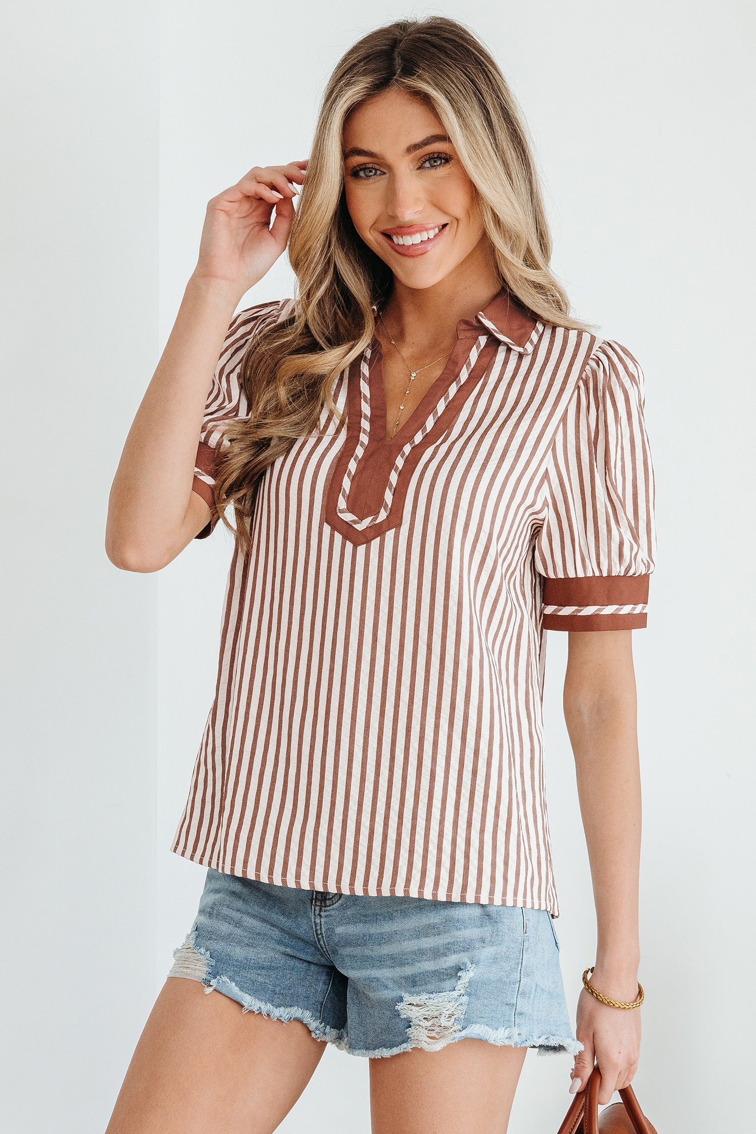 Romina Short Bubble Sleeve Blouse