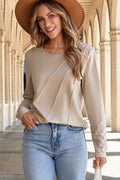 Mercy Detail Solid Color Long Sleeve Top