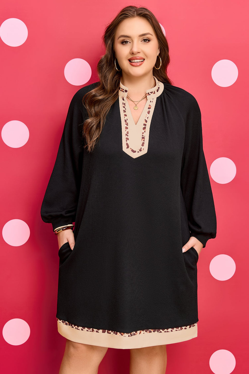 Ainsley Block Trim Ribbed PLUS Dress