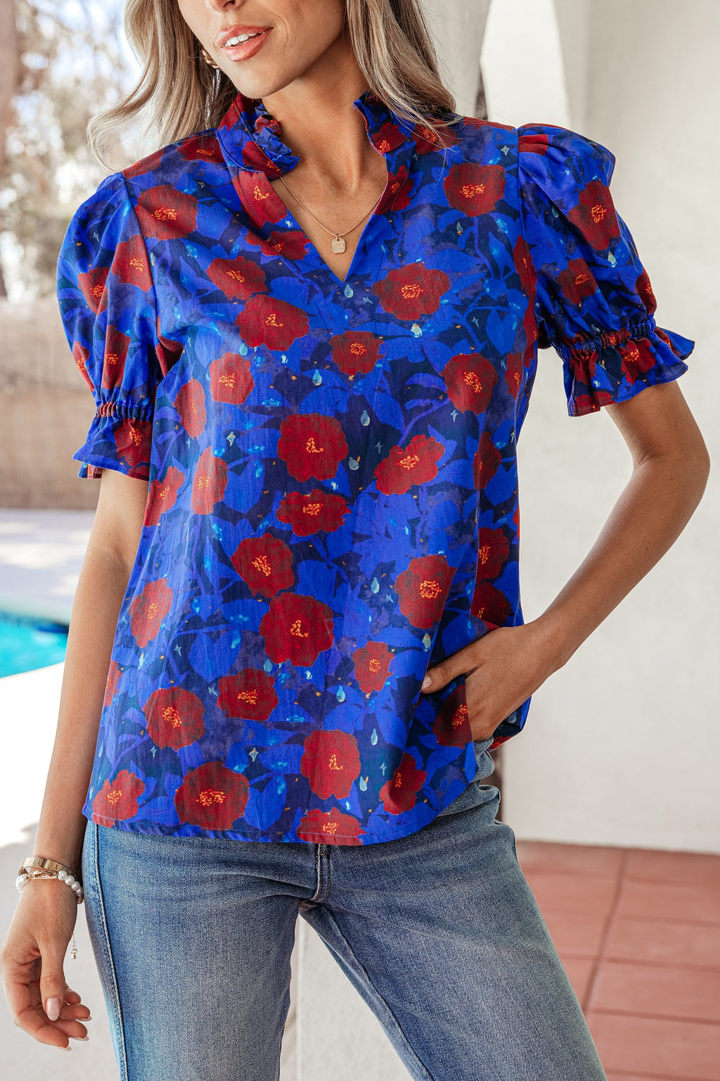 Maeve Sleeve Frilled Floral Blouse