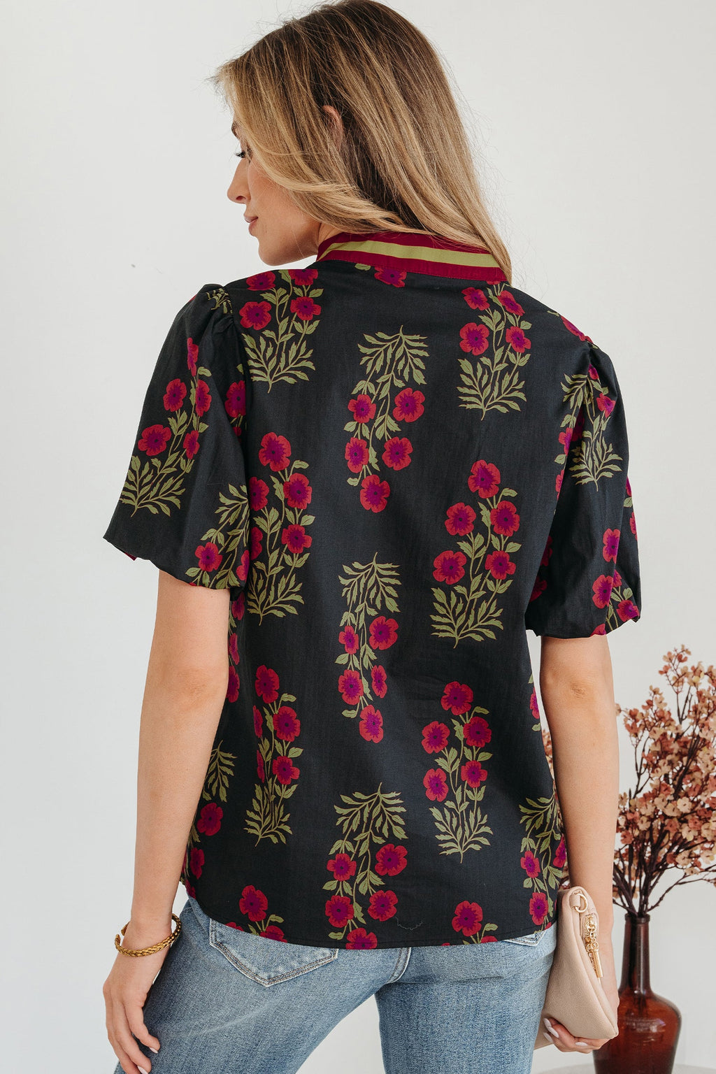 Zoe Contrast Slit Neckline Blouse