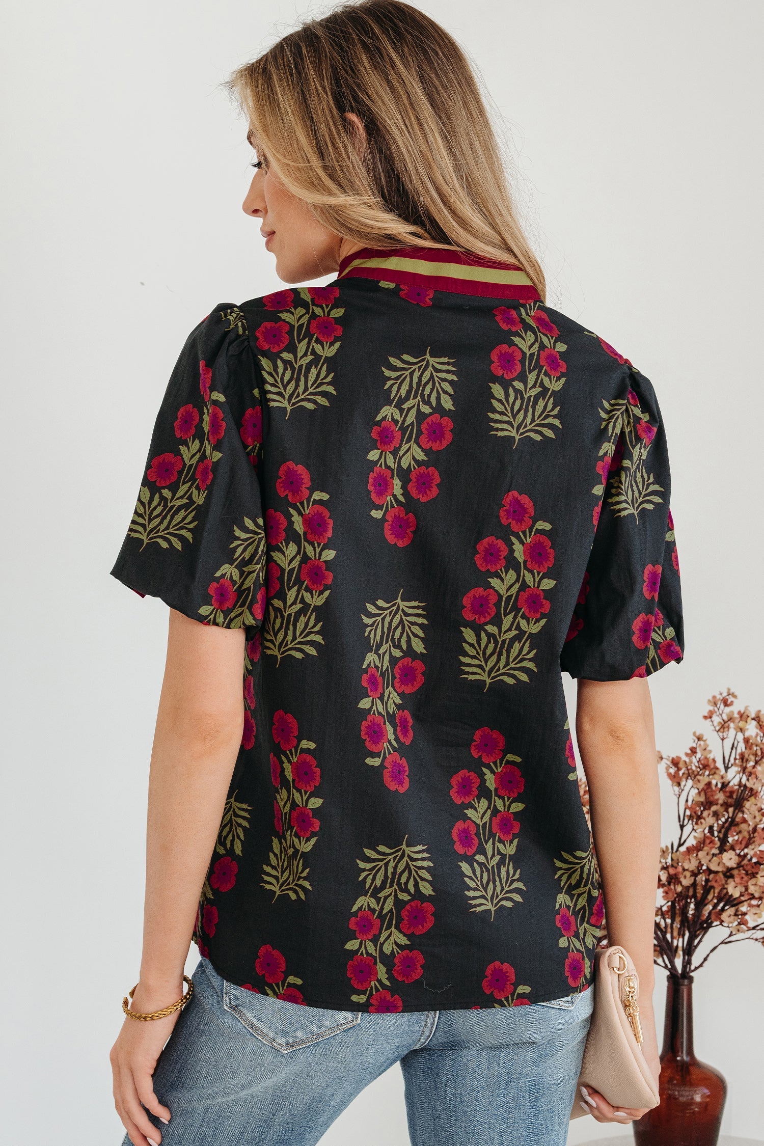 Zoe Contrast Slit Neckline Blouse