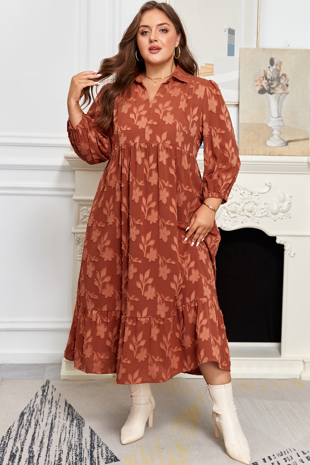 Mallory 4 Sleeve Long PLUS Dress