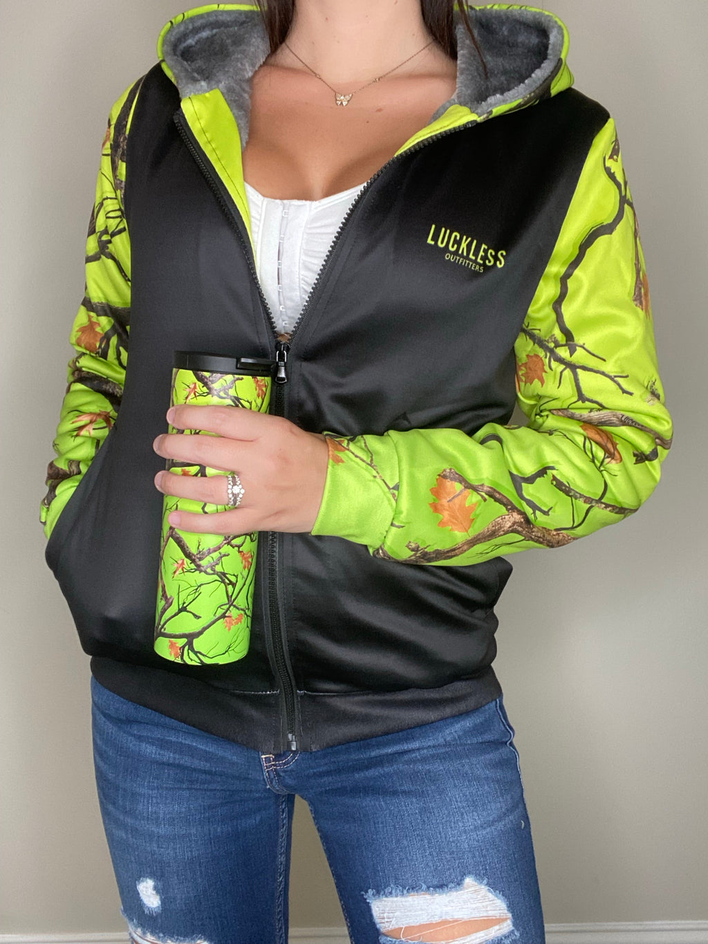 Hi-Vis Camo HEAVY ZIP FLEECE HOODIE