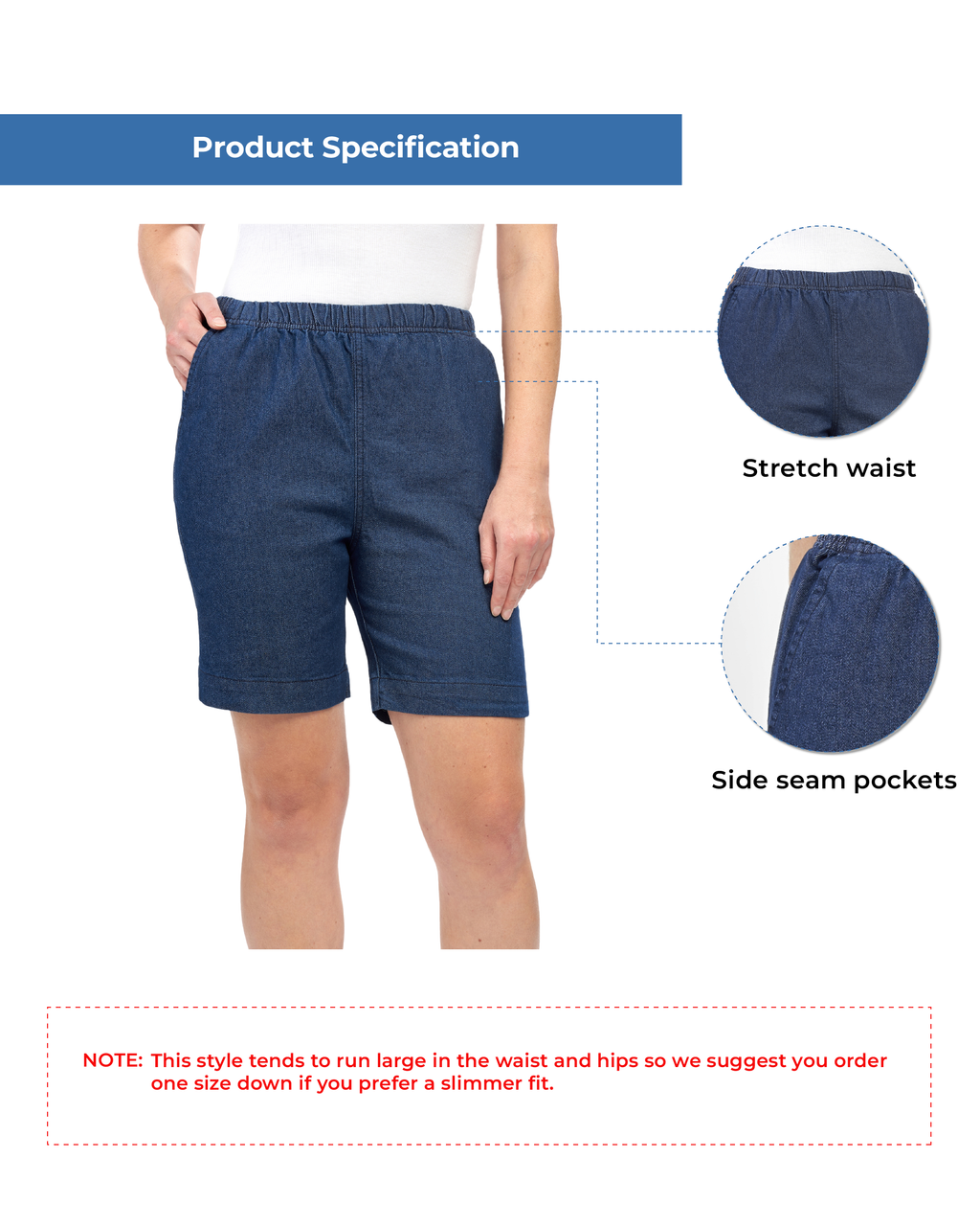 Women's Pull-On Denim and Twill Shorts — Stretch Waist No Zipper